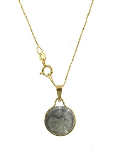 CollaCollana Catenina Pendente Cabochon Donna Oro Giallo 18 Kt Carati 750 2,10 - immagine 2