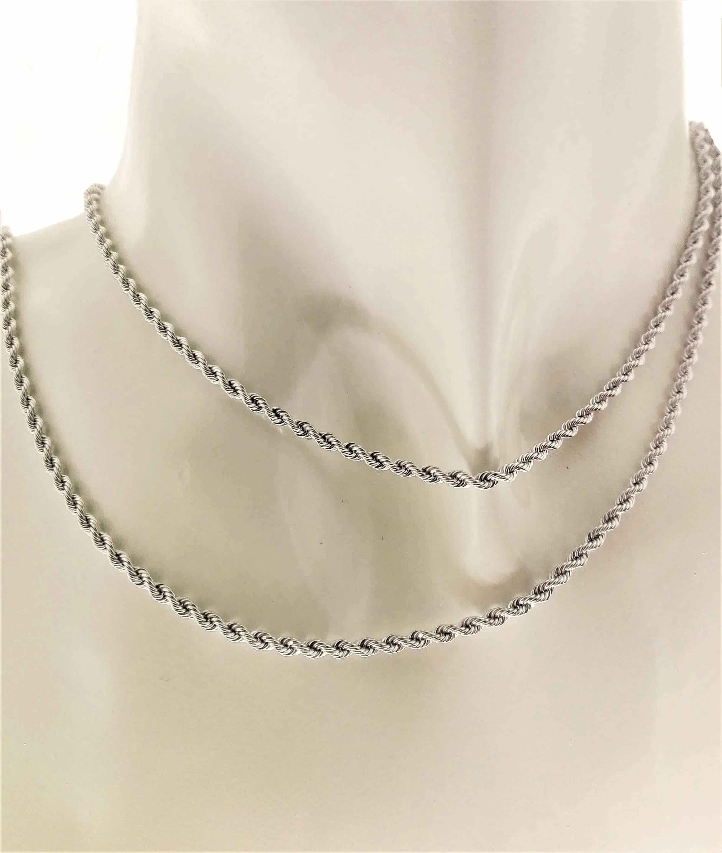 Collana 45 Cm Corda Funetta Torchon Oro Bianco 18 Kt Carati Ct 750 1,65 Gr Donna