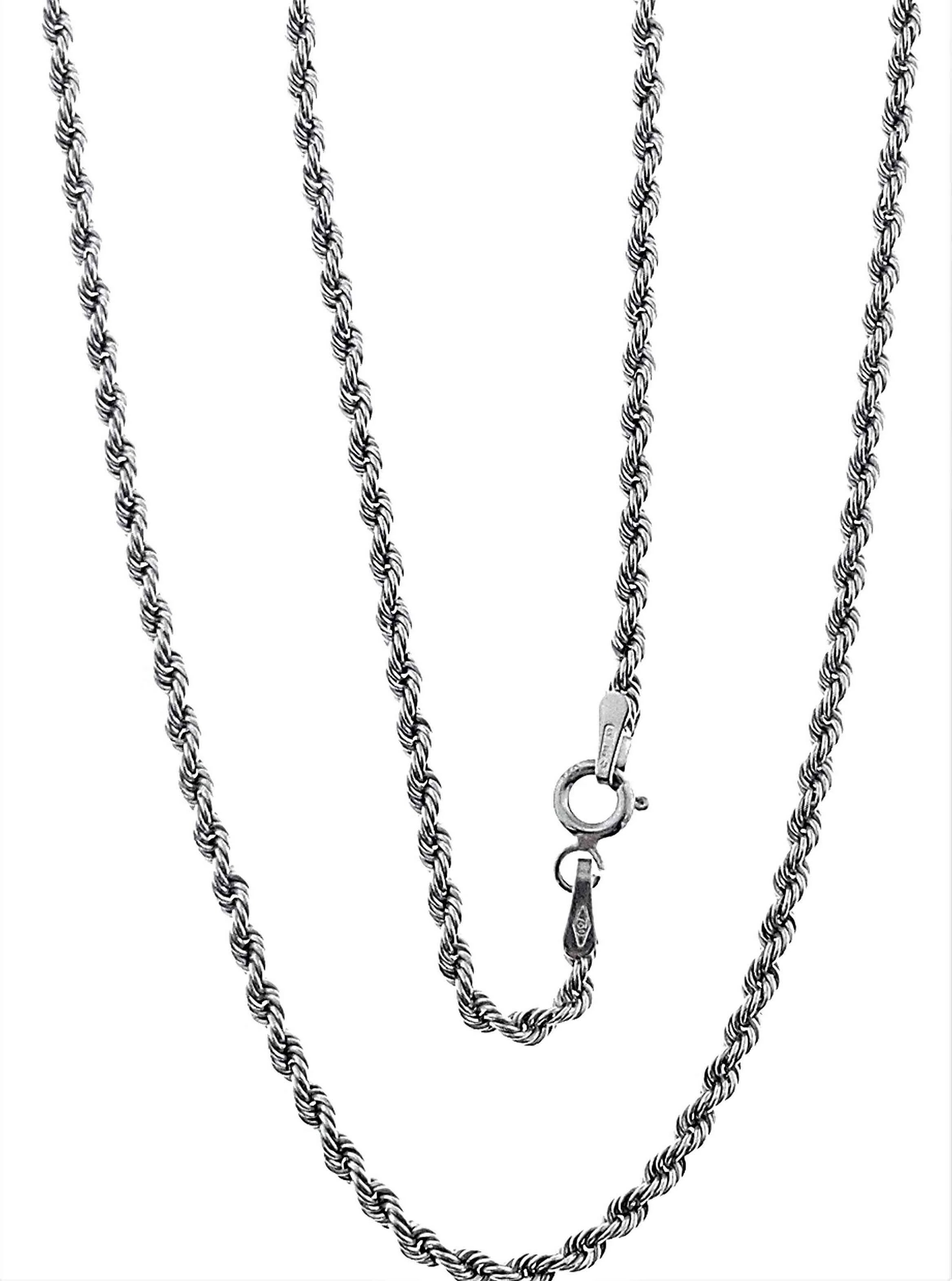 Collana 45 Cm Corda Funetta Torchon Oro Bianco 18 Kt Carati Ct 750 1,65 Gr Donna - immagine 2