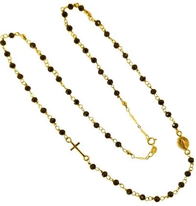Collana 5,0 Gr Catena 50 Cm Rosario Uomo Donna Oro Giallo 18 KT Carati Ct 750 - immagine 3