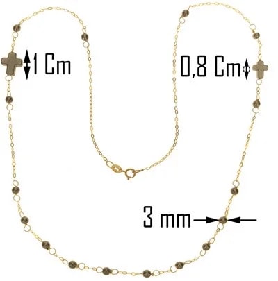 Collana Catena 50 Cm Rosario Uomo Donna Oro Giallo 18 KT Carati Ct 750 2,7 gr - immagine 3