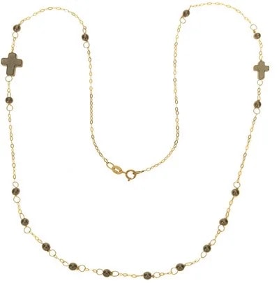 Collana Catena 50 Cm Rosario Uomo Donna Oro Giallo 18 KT Carati Ct 750 2,7 gr - immagine 2