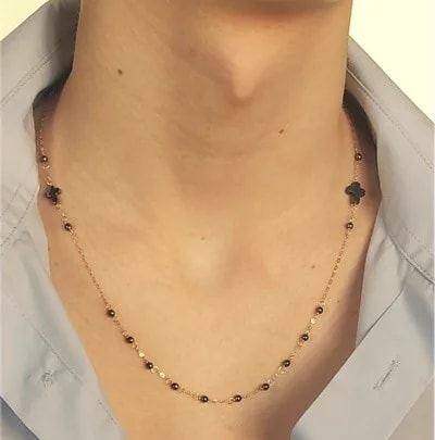 Collana Catena 50 Cm Rosario Uomo Donna Oro Giallo 18 KT Carati Ct 750 2,7 gr