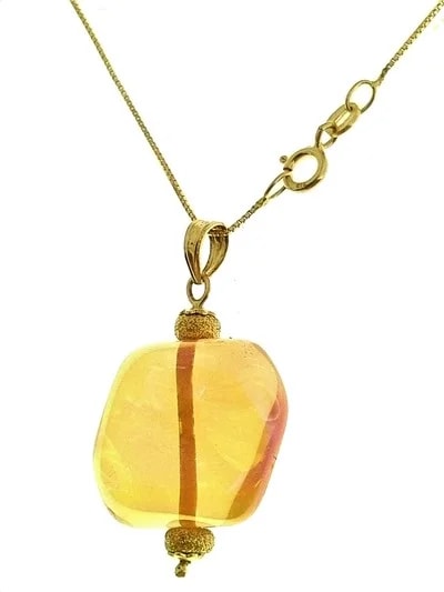 Collana Catena Cristallo Oro Donna Oro Giallo 18 kt Carati Ct 750 4,90 Gr
