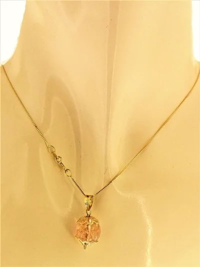Collana Catena Cristallo Rosa Donna Oro Giallo 18 kt Carati Ct 750 2,4 Gr