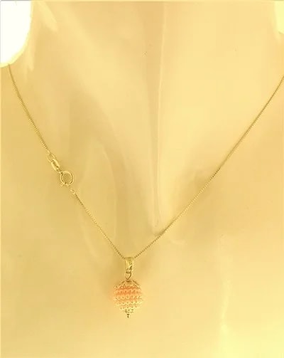 Collana Catena Nespolina Arancione Donna Oro Giallo 18 kt Carati Ct 750 1,4 Gr - immagine 2