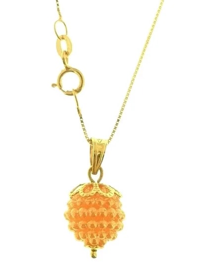 Collana Catena Nespolina Arancione Donna Oro Giallo 18 kt Carati Ct 750 1,4 Gr