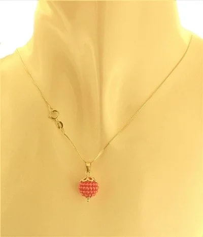 Collana Catena Nespolina Rossa Donna Oro Giallo 18 kt Carati Ct 750 1,5 Gr - immagine 2