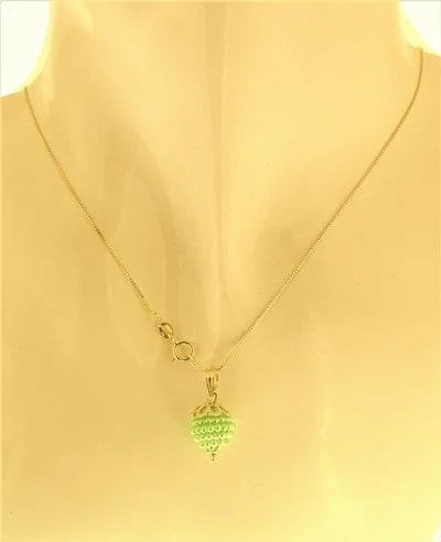 Collana Catena Nespolina Verde Lime Donna Oro Giallo 18 kt Carati Ct 750 1,5 Gr - immagine 2
