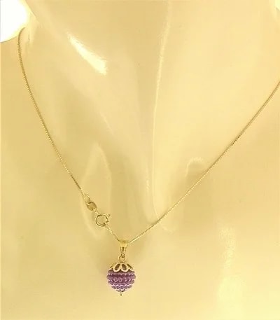 Collana Catena Nespolina Viola Donna Oro Giallo 18 kt Carati Ct 750 1,5 Gr - immagine 2