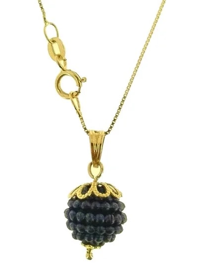 Collana Catena Nespolina Viola Scuro Donna Oro Giallo 18 kt Carati Ct 750 1,5Gr