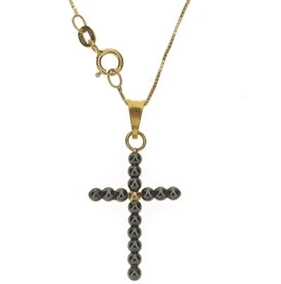 Collana Catenina 45 cm Croce Uomo Donna Oro Giallo 18 kt Carati Ct 750 1,40 Gr