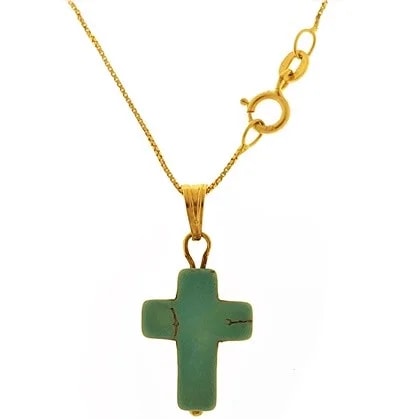 Collana Catenina 45cm Croce Uomo Donna Oro Giallo 18 kt Carati Ct 750 1,65 Gr