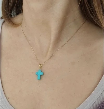 Collana Catenina 45cm Croce Uomo Donna Oro Giallo 18 kt Carati Ct 750 1,65 Gr - immagine 2