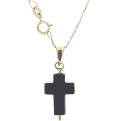 Collana Catenina 45cm Croce Uomo Donna Oro Giallo 18 kt Carati Ct 750 2,20 Gr - immagine 2