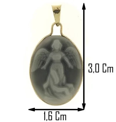 Collana Catenina Cameo Cammeo Angelo Protettore oro Giallo 18 Kt Carati Ct 750