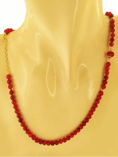 Collana Catenina Catena Corallo Donna Oro Giallo 18 Kt Carati Ct 750 14,0 Gr