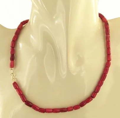 Collana Catenina Catena Corallo Donna Oro Giallo 18 Kt Carati Ct 750 18,10 Gr