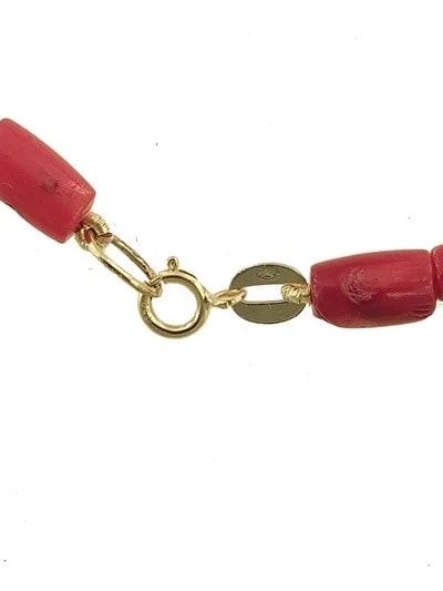 Collana Catenina Catena Corallo Donna Oro Giallo 18 Kt Carati Ct 750 18,10 Gr - immagine 4