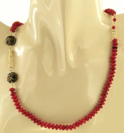 Collana Catenina Catena Corallo Donna Oro Giallo 18 Kt Carati Ct 750 21,70 Gr