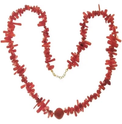 Collana Catenina Catena Corallo Donna Oro Giallo 18 Kt Carati Ct 750 29,70 Gr - immagine 4