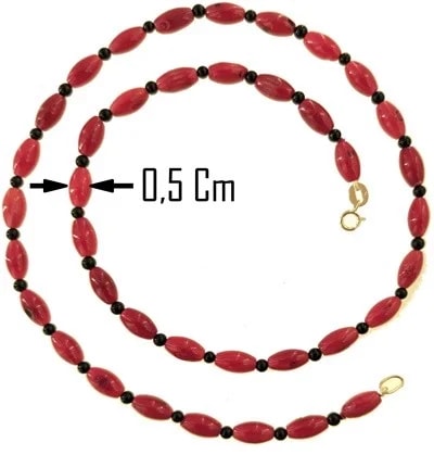 Collana Catenina Catena Corallo e Spinelli Donna Oro Giallo 18 Kt Carati Ct 750 - immagine 4