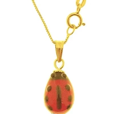 Collana Catenina Coccinella Bimbo Bambina Oro Giallo 18 Kt Carati Ct 750 2,0 Gr