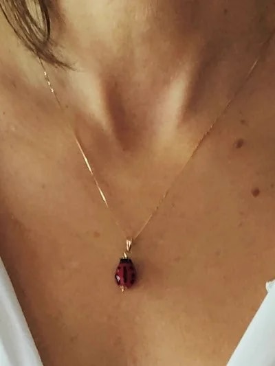 Collana Catenina Coccinella Bimbo Bambina Oro Giallo 18 Kt Carati Ct 750 2,0 Gr - immagine 2