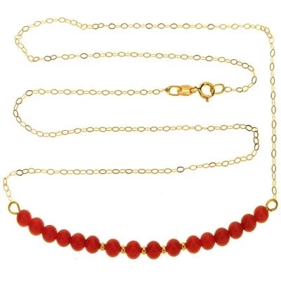 Collana Catenina Corallo Girocollo Oro Giallo 18 Kt Carati Ct 750 2,0 Gr Donna 47Cm - immagine 2
