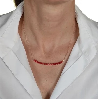 Collana Catenina Corallo Girocollo Oro Giallo 18 Kt Carati Ct 750 2,0 Gr Donna 47Cm - immagine 3