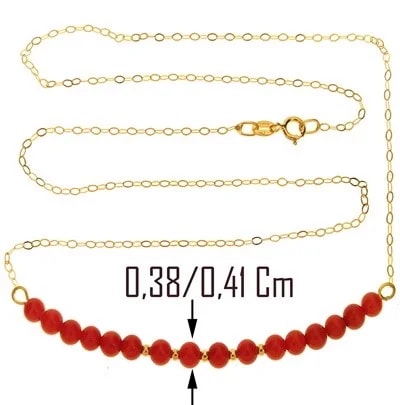 Collana Catenina Corallo Girocollo Oro Giallo 18 Kt Carati Ct 750 2,0 Gr Donna 47Cm - immagine 4
