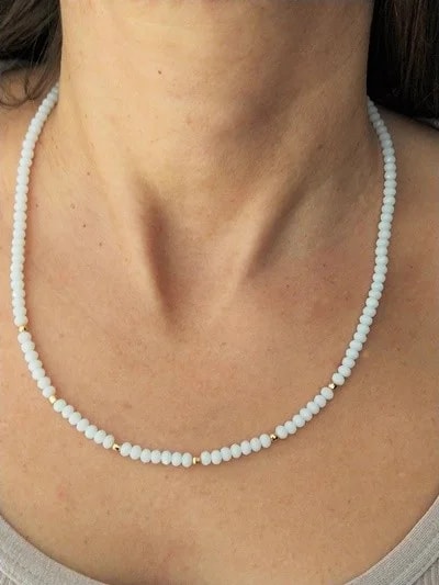Collana Catenina Cristalli Donna Oro Giallo 18 Kt Carati Ct 750 10,50 Gr - immagine 3