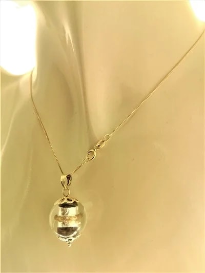 Collana Catenina Cristallo Murano Oro Donna Oro Giallo 18 Kt Carati Ct 750 4,7 Gr - immagine 2