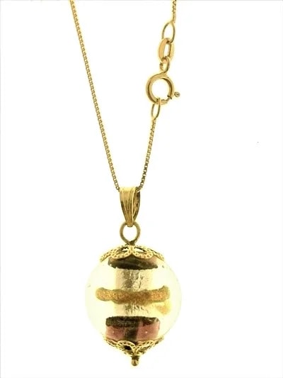 Collana Catenina Cristallo Murano Oro Donna Oro Giallo 18 Kt Carati Ct 750 4,7 Gr