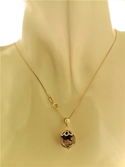 Collana Catenina Cristallo nero Donna Oro Giallo 18 kt Carati Ct 750 3,15 Gr