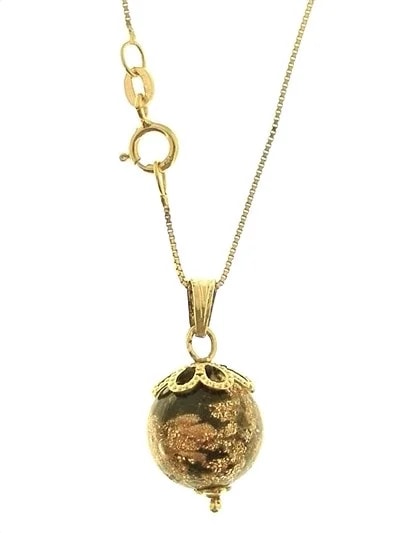 Collana Catenina Cristallo nero Donna Oro Giallo 18 kt Carati Ct 750 3,15 Gr - immagine 2