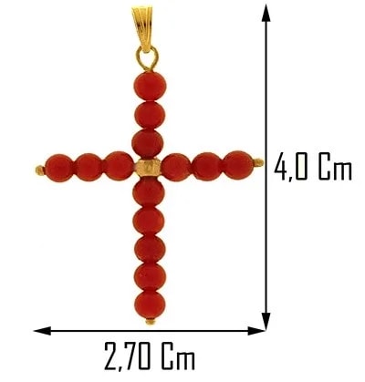 Collana Catenina Croce Corallo Donna Oro Giallo 18 Kt Carati Ct 750 2,10 Gr - immagine 3