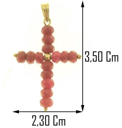 Collana Catenina Croce Rubini Donna Oro Giallo 18 Kt Carati 750 2,30 Gr - immagine 3