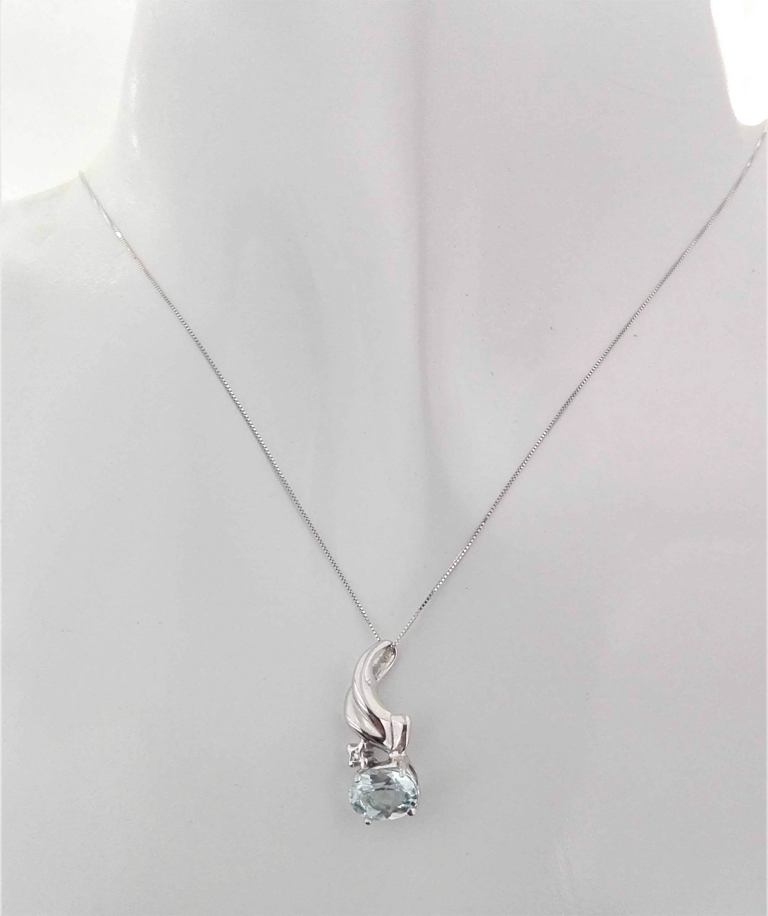 Collana Catenina Diamante Topazio Donna Oro Bianco 18 Kt Carati 750 0,01 Ct - immagine 2