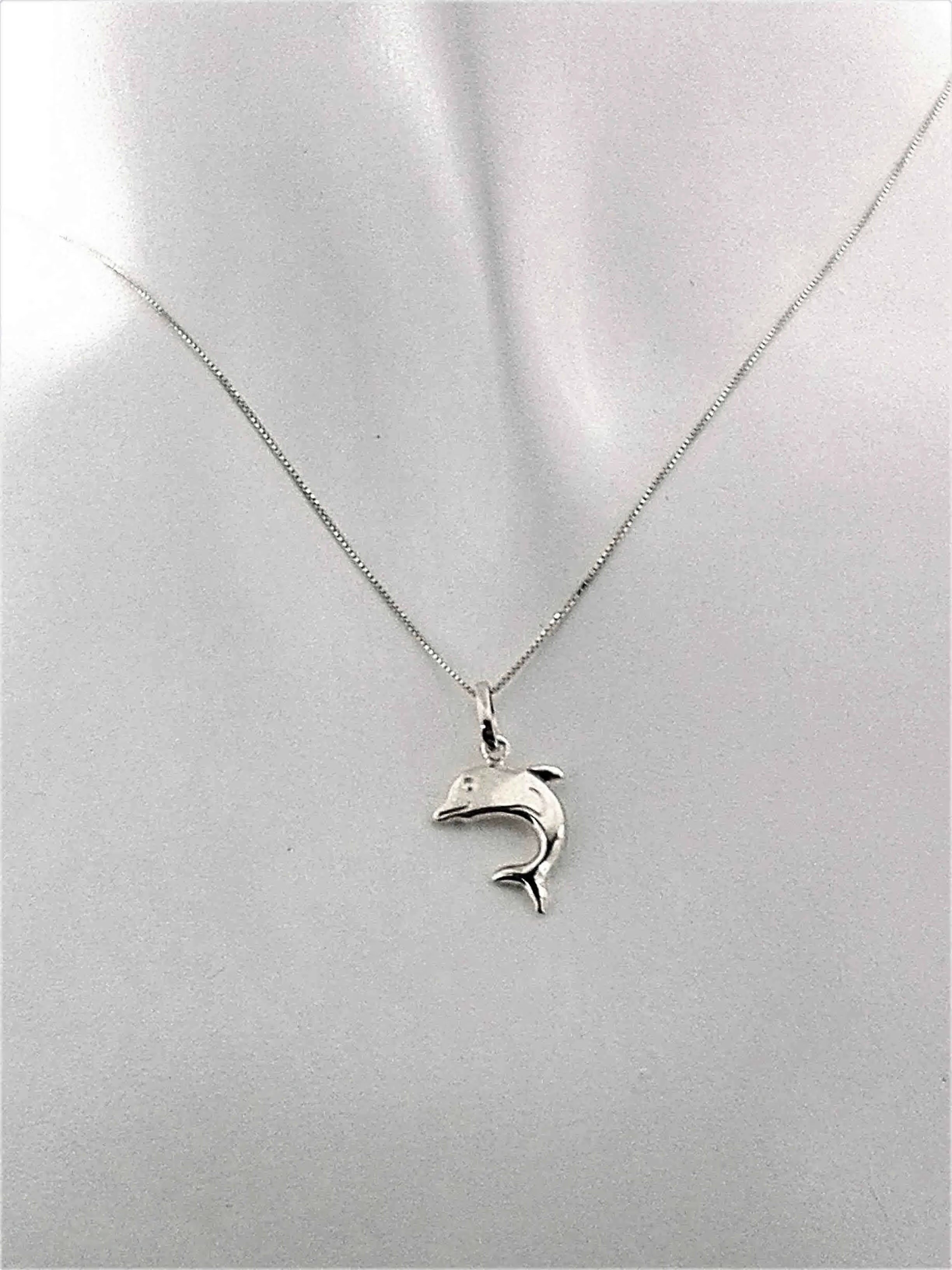 Collana Catenina Donna Bambina Bimba Oro Bianco 18 kt Carati Ct 750 Delfino - immagine 2