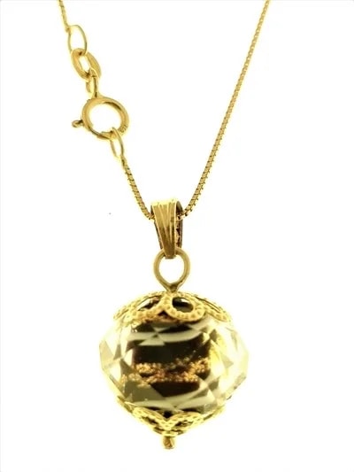 Collana Catenina Cristallo di Murano Donna Oro Giallo 18 Kt Carati Ct 750 2,70Gr - immagine 5