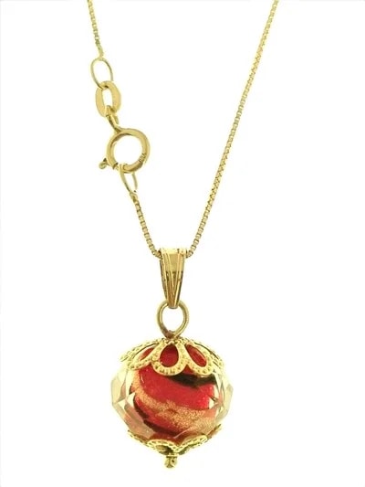 Collana Catenina Cristallo di Murano Donna Oro Giallo 18 Kt Carati Ct 750 2,70Gr - immagine 2