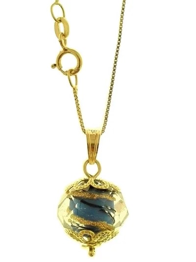 Collana Catenina Cristallo di Murano Donna Oro Giallo 18 Kt Carati Ct 750 2,70Gr - immagine 6