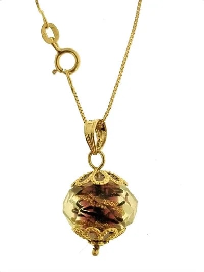 Collana Catenina Cristallo di Murano Donna Oro Giallo 18 Kt Carati Ct 750 2,70Gr - immagine 8