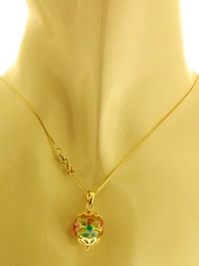 Collana Catenina Donna Oro Giallo 18 Kt Carati Ct 750 3,3 Gr Vetro di Murano - immagine 2