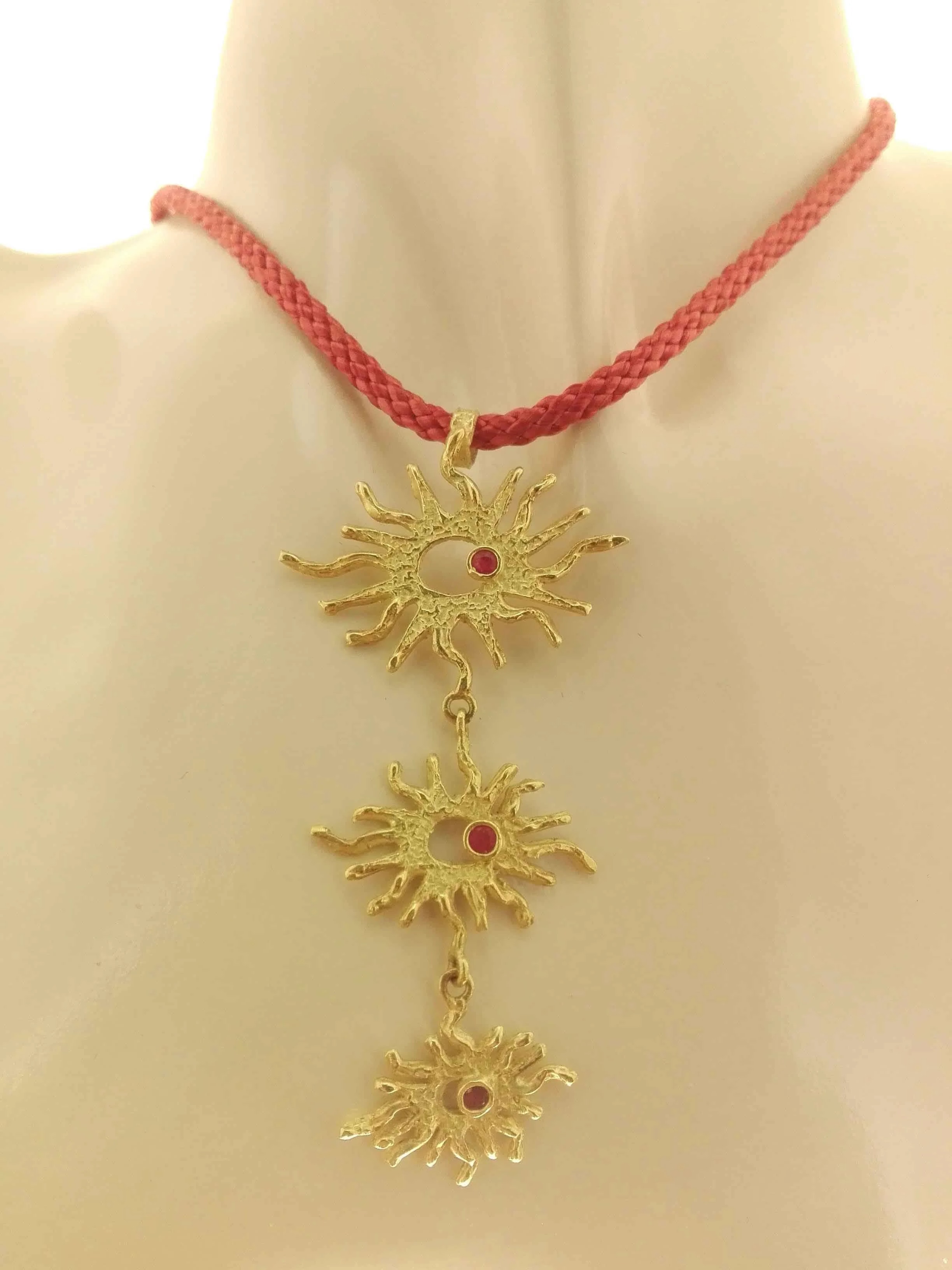 Collana Catenina Girocollo Donna Oro Giallo 18 kt Carati Ct 750 7,10 Gr Rubini - immagine 2