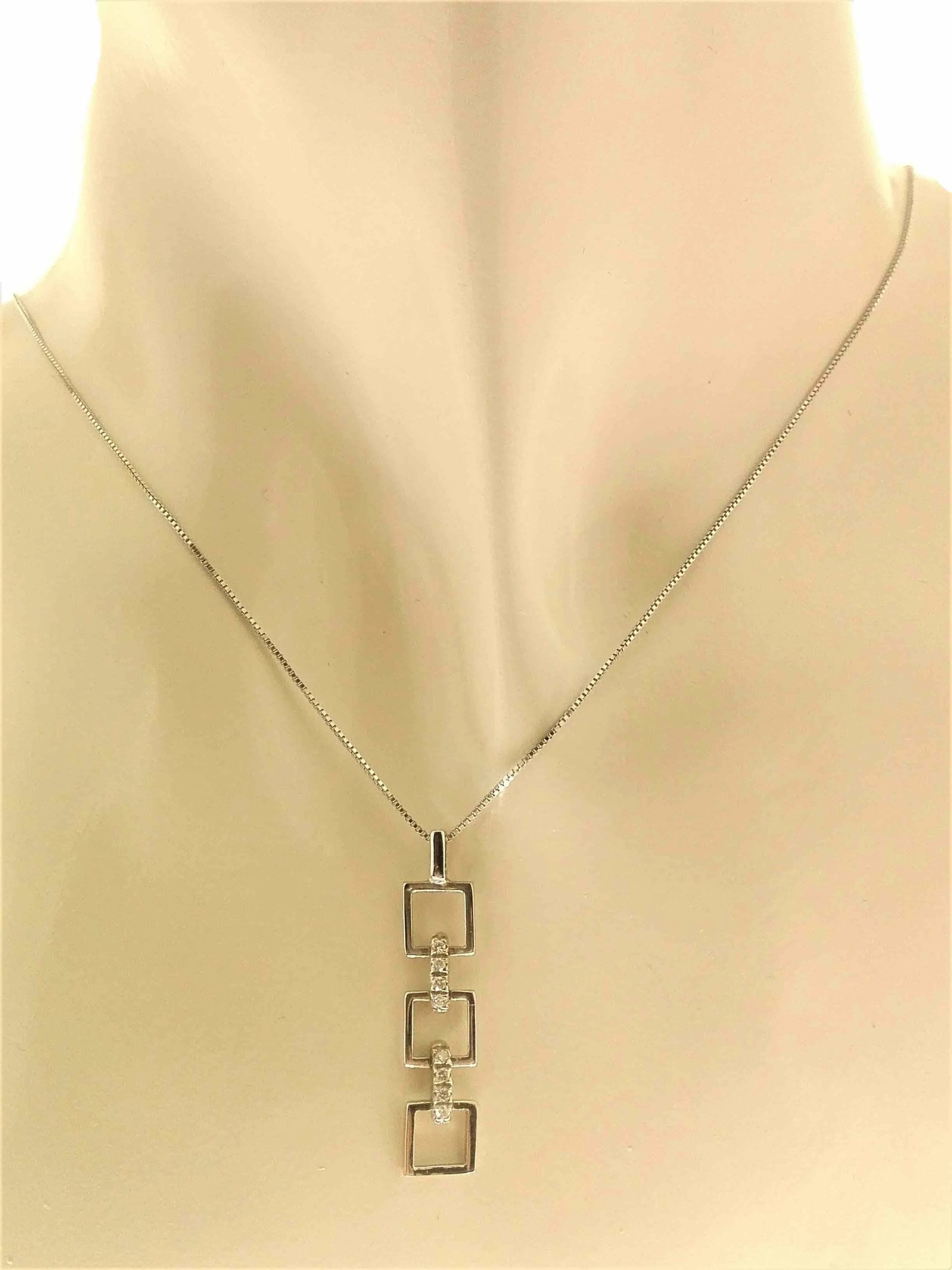 Collana Catenina Girocollo Pendente Diamanti Donna Oro Bianco 18 Carati kt 750 - immagine 2