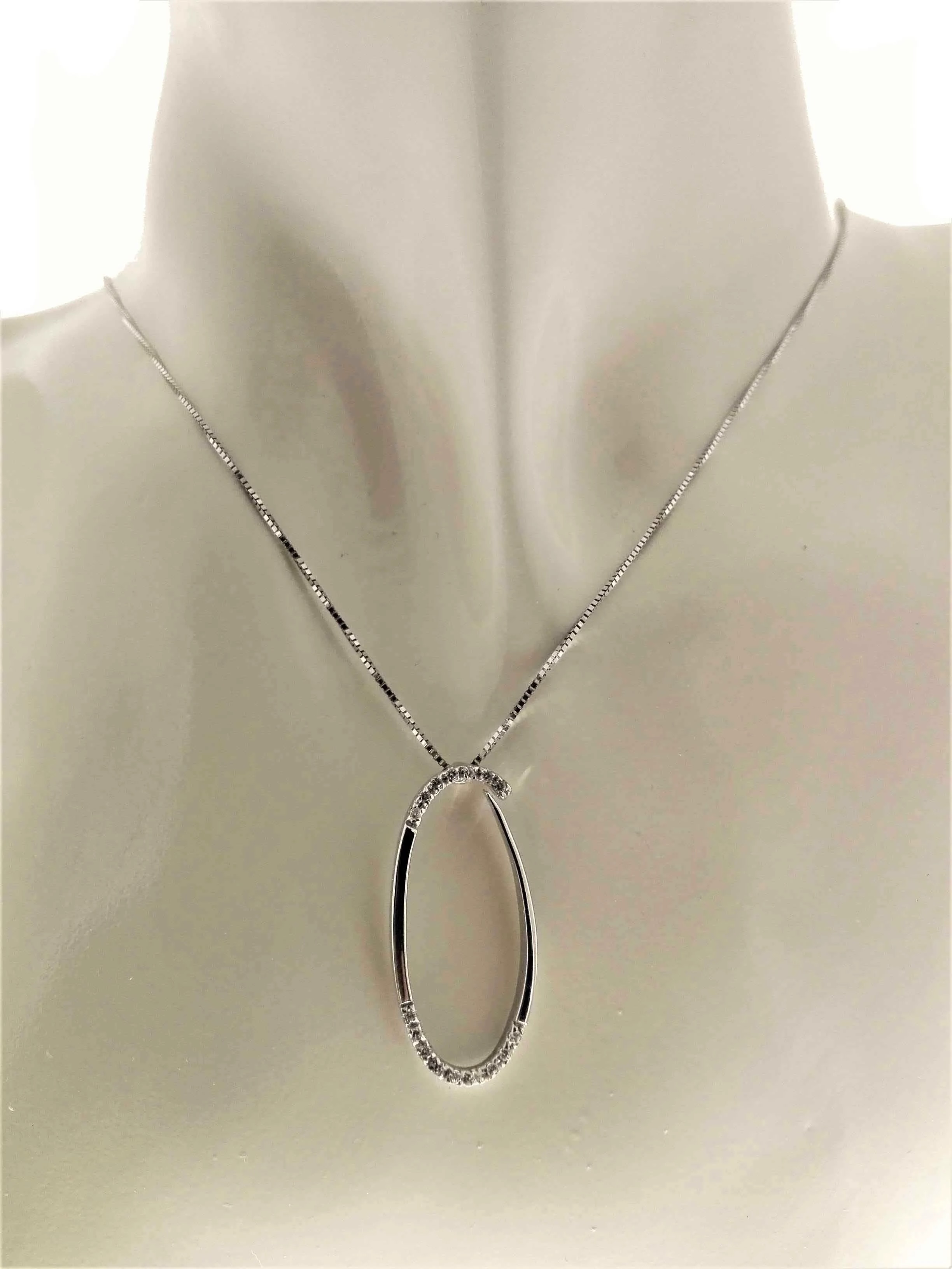 Collana Catenina Girocollo Pendente Donna Oro Bianco 18 Kt Carati Ct 750 4,20 Gr