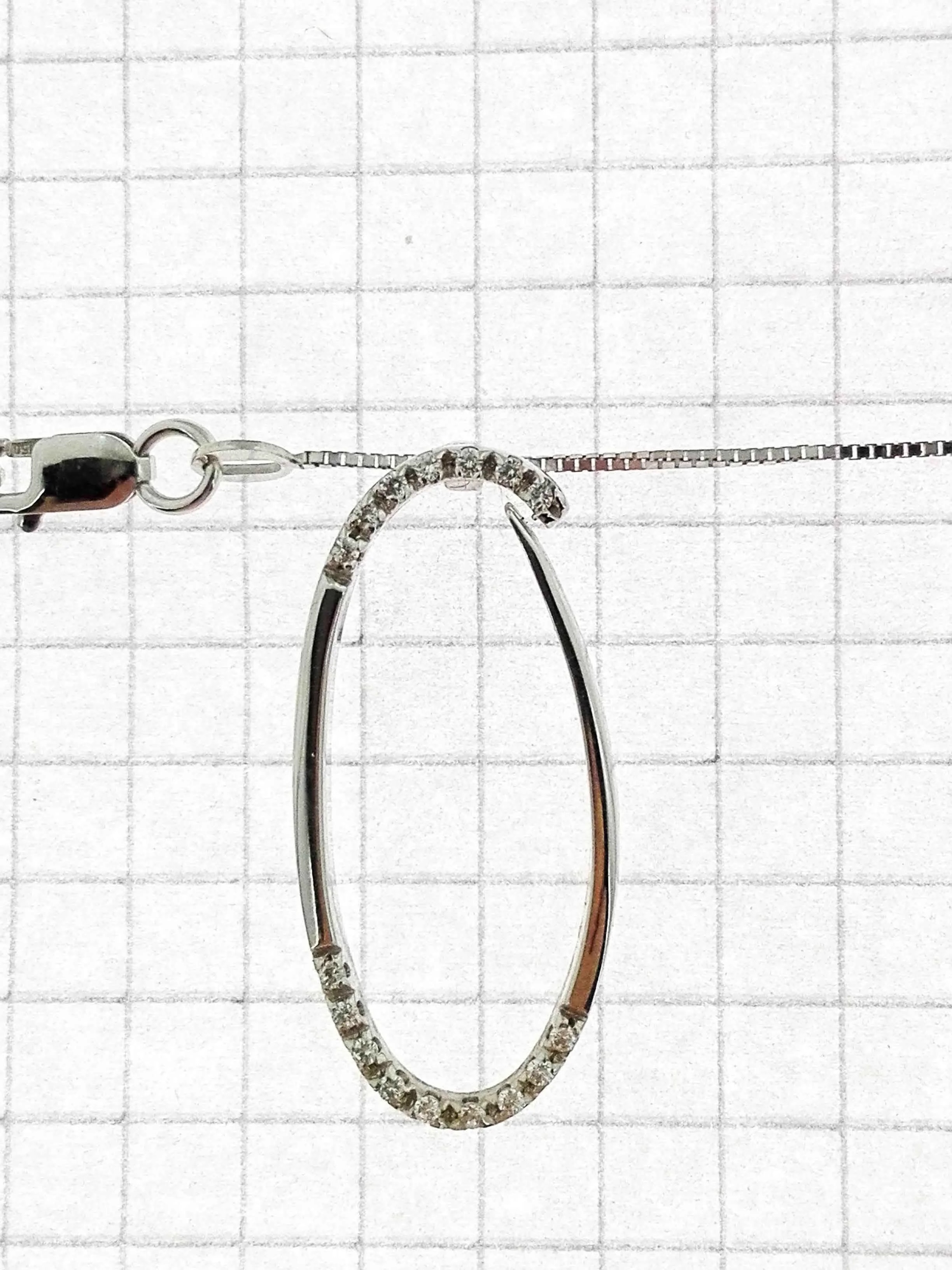 Collana Catenina Girocollo Pendente Donna Oro Bianco 18 Kt Carati Ct 750 4,20 Gr - immagine 4