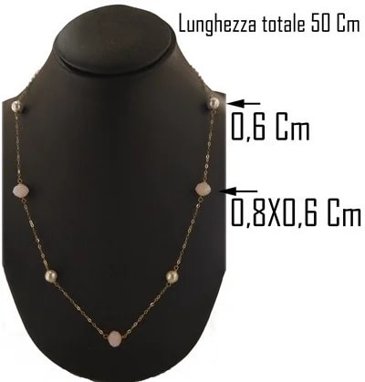 Collana Catenina Girocollo Perle 45/50 Cm Donna Oro Giallo 18 kt Carati Ct 750 - immagine 4